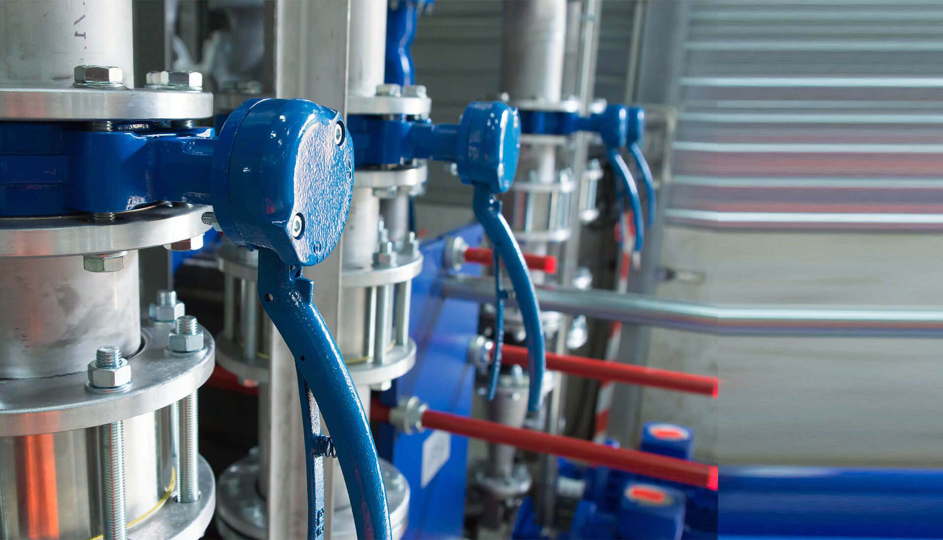 blue valve with metal pipe